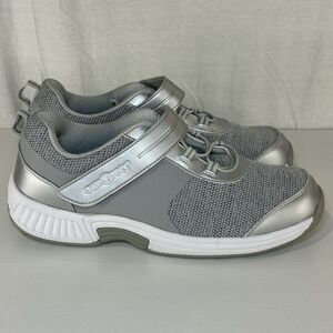 Orthofeet Women’s 12 Gray Silver Knit Comfort Walking Shoes Sneakers Joelle